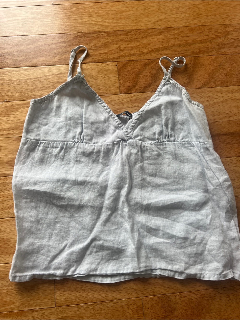 Brandy Melville light blue linen tank top with adjustable straps